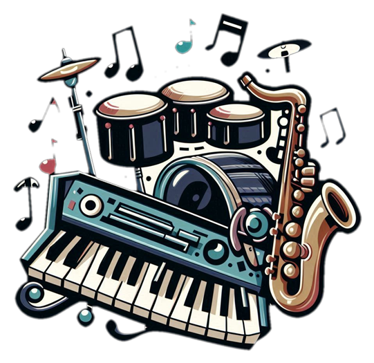 Jazz4NG: Logo of jazz instruments as heading for site containing details of jass music events in an around Nottingham

